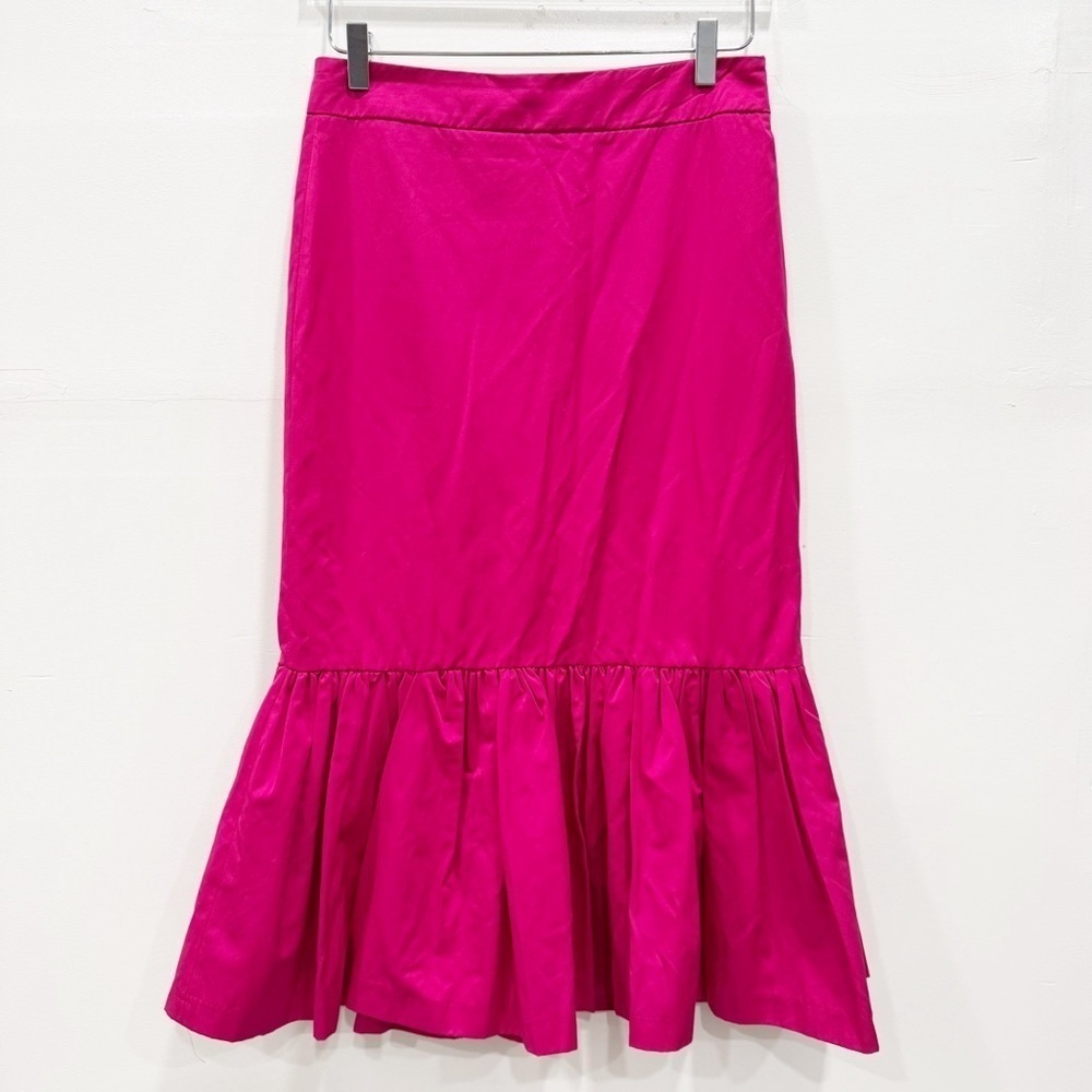 Zara Fuchsia Drop Hem Ruffle Skirt Midi Long Small